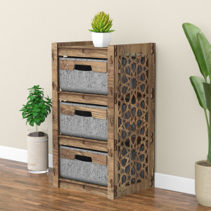 Hexagonica Комод на 3 ящика серые корзинки Arabic 3В (750В х 413Ш х 345Г)