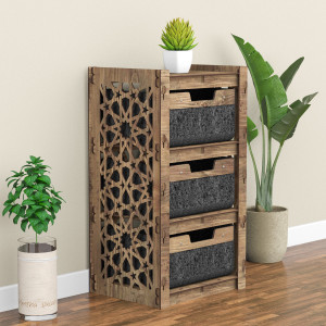 Hexagonica Комод на 3 ящика черные корзинки Arabic 3В (750В х 413Ш х 345Г)