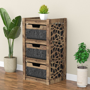 Hexagonica Комод на 3 ящика черные корзинки Stones 3В (750В х 413Ш х 345Г)