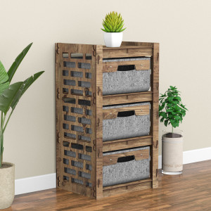 Hexagonica Комод на 3 ящика серые корзинки Brickwall 3В (750В х 413Ш х 345Г)
