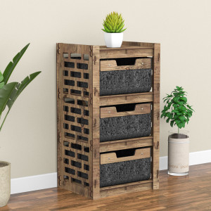 Hexagonica Комод на 3 ящика черные корзинки Brickwall 3В (750В х 413Ш х 345Г)