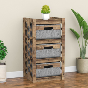 Hexagonica Комод на 3 ящика серые корзинки Honeycomb 3В (750В х 413Ш х 345Г)