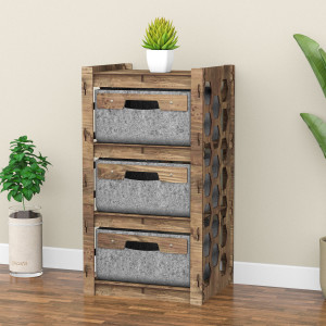 Hexagonica Комод на 3 ящика серые корзинки Honeycomb 3В (750В х 413Ш х 345Г)