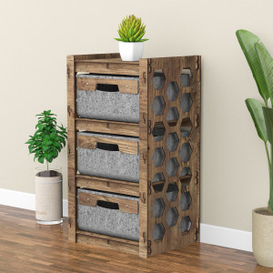 Hexagonica Комод на 3 ящика серые корзинки Honeycomb 3В (750В х 413Ш х 345Г)