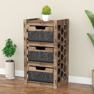 Hexagonica Комод на 3 ящика черные корзинки Honeycomb 3В (750В х 413Ш х 345Г)