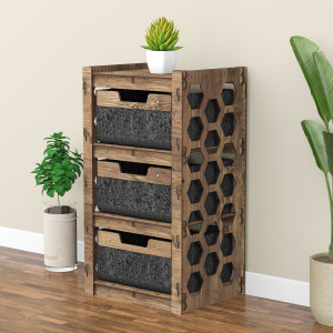 Hexagonica Комод на 3 ящика черные корзинки Honeycomb 3В (750В х 413Ш х 345Г)