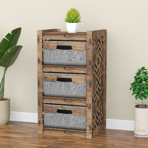 Hexagonica Комод на 3 ящика серые корзинки Chevron 3В (750В х 413Ш х 345Г)