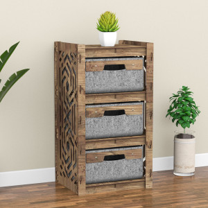 Hexagonica Комод на 3 ящика серые корзинки Chevron 3В (750В х 413Ш х 345Г)