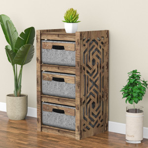 Hexagonica Комод на 3 ящика серые корзинки Chevron 3В (750В х 413Ш х 345Г)
