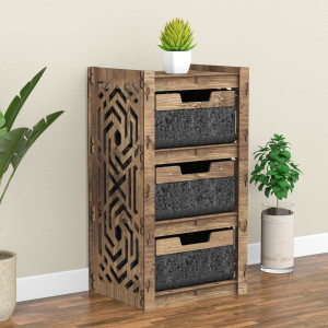 Hexagonica Комод на 3 ящика черные корзинки Chevron 3В (750В х 413Ш х 345Г)
