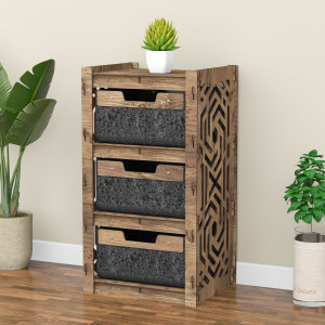 Hexagonica Комод на 3 ящика черные корзинки Chevron 3В (750В х 413Ш х 345Г)