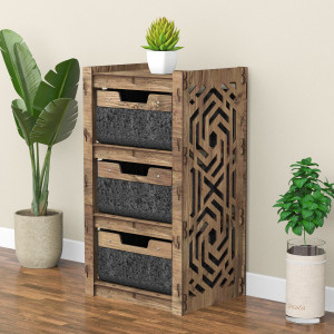 Hexagonica Комод на 3 ящика черные корзинки Chevron 3В (750В х 413Ш х 345Г)