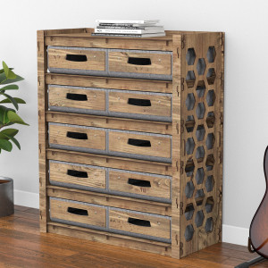 Hexagonica Комод на 10 ящиков серые корзинки Honeycomb 10В (900В х 750Ш х 345Г)