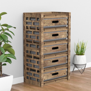Hexagonica Комод на 5 ящиков серые корзинки Brickwall 5В (900В х 528Ш х 345Г)