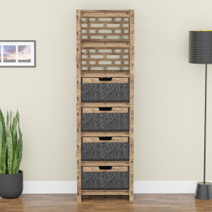 Hexagonica Шкаф-пенал Brickwall на 4 ящика черные корзинки 4В (1800В х 528Ш х 345Г)