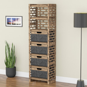 Hexagonica Шкаф-пенал Brickwall на 4 ящика черные корзинки 4В (1800В х 528Ш х 345Г)