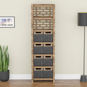 Hexagonica Шкаф-пенал Brickwall на 8 ящиков черные корзинки 8М (1800В х 528Ш х 345Г)