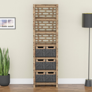 Hexagonica Шкаф-пенал Brickwall на 6 ящиков черные корзинки 6М (1800В х 528Ш х 345Г)