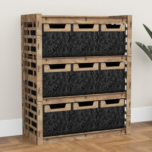 Hexagonica Комод на 9 шухляд чорні кошики Brickwall 9М (900В х 750Ш х 345Г)
