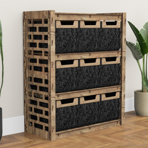 Hexagonica Комод на 9 ящиков черные корзинки Brickwall 9М (900В х 750Ш х 345Г)