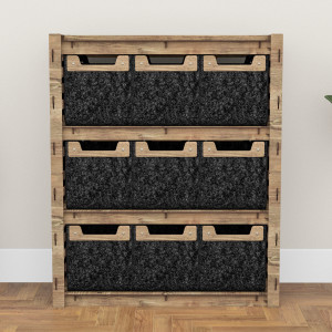 Hexagonica Комод на 9 шухляд чорні кошики Brickwall 9М (900В х 750Ш х 345Г)