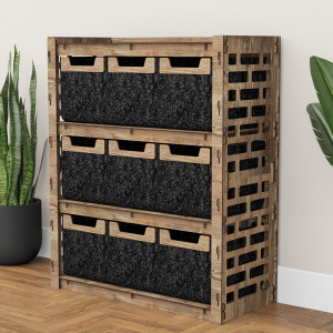 Hexagonica Комод на 9 шухляд чорні кошики Brickwall 9М (900В х 750Ш х 345Г)