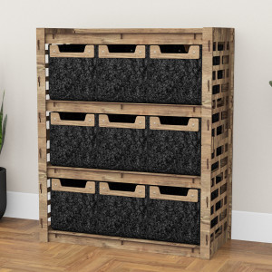 Hexagonica Комод на 9 шухляд чорні кошики Brickwall 9М (900В х 750Ш х 345Г)