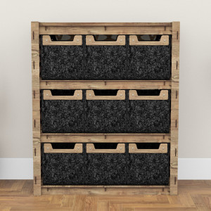 Hexagonica Комод на 9 ящиков черные корзинки Stones 9М (900В х 750Ш х 345Г)