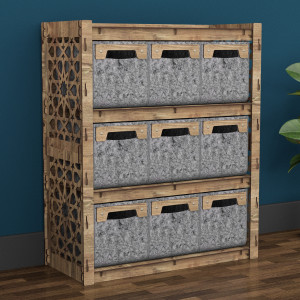 Hexagonica Комод на 9 ящиков серые корзинки Arabic 9М (900В х 750Ш х 345Г)