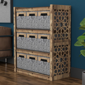 Hexagonica Комод на 9 ящиков серые корзинки Arabic 9М (900В х 750Ш х 345Г)