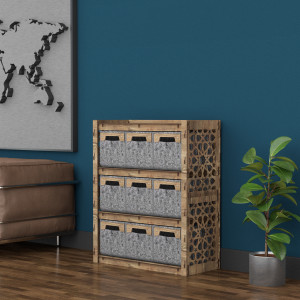Hexagonica Комод на 9 ящиков серые корзинки Arabic 9М (900В х 750Ш х 345Г)