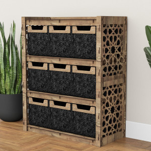 Hexagonica Комод на 9 шухляд чорні кошики Arabic 9М (900В х 750Ш х 345Г)