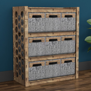 Hexagonica Комод на 9 ящиков серые корзинки Honeycomb 9М (900В х 750Ш х 345Г)