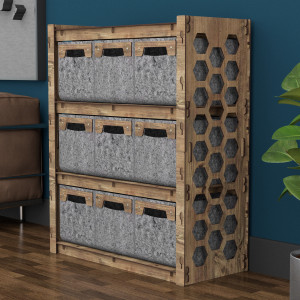 Hexagonica Комод на 9 шухляд сірі кошики Honeycomb 9М (900В х 750Ш х 345Г)