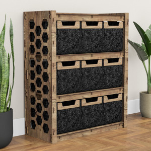 Hexagonica Комод на 9 ящиков черные корзинки Honeycomb 9М (900В х 750Ш х 345Г)
