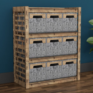 Hexagonica Комод на 9 ящиков серые корзинки Brickwall 9М (900В х 750Ш х 345Г)