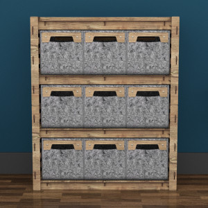 Hexagonica Комод на 9 ящиков серые корзинки Brickwall 9М (900В х 750Ш х 345Г)