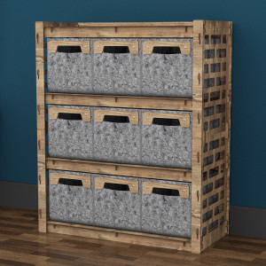 Hexagonica Комод на 9 ящиков серые корзинки Brickwall 9М (900В х 750Ш х 345Г)