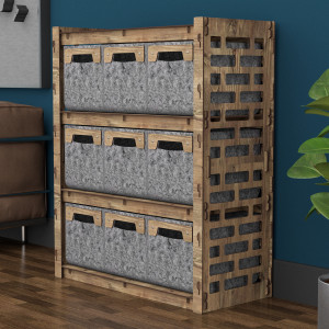 Hexagonica Комод на 9 ящиков серые корзинки Brickwall 9М (900В х 750Ш х 345Г)