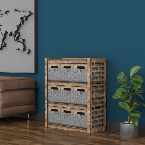 Hexagonica Комод на 9 ящиков серые корзинки Brickwall 9М (900В х 750Ш х 345Г)