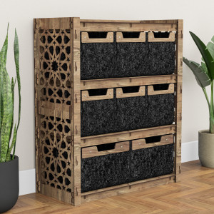 Hexagonica Комод на 8 ящиков черные корзинки Arabic 6М+2В (900В х 750Ш х 345Г)