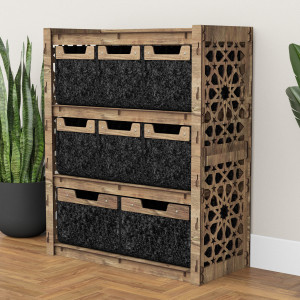 Hexagonica Комод на 8 ящиков черные корзинки Arabic 6М+2В (900В х 750Ш х 345Г)