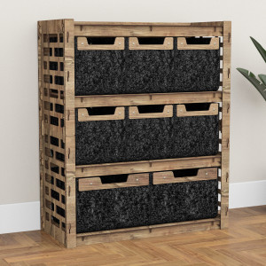 Hexagonica Комод на 8 ящиков черные корзинки Brickwall 6М+2В (900В х 750Ш х 345Г)