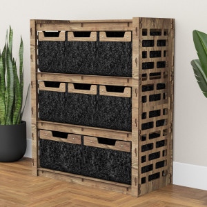 Hexagonica Комод на 8 ящиков черные корзинки Brickwall 6М+2В (900В х 750Ш х 345Г)