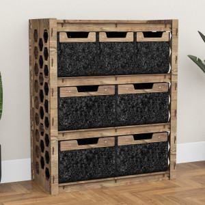 Hexagonica Комод на 7 шухляд чорні кошики Honeycomb 3М+4В (900В х 750Ш х 345Г)