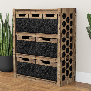 Hexagonica Комод на 7 шухляд чорні кошики Honeycomb 3М+4В (900В х 750Ш х 345Г)
