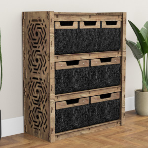 Hexagonica Комод на 7 ящиков черные корзинки Chevron 3М+4В (900В х 750Ш х 345Г)