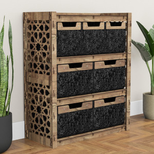 Hexagonica Комод на 7 ящиков черные корзинки Arabic 3М+4В (900В х 750Ш х 345Г)