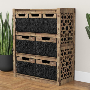 Hexagonica Комод на 7 шухляд чорні кошики Arabic 3М+4В(900В х 750Ш х 345Г)
