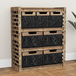 Hexagonica Комод на 7 ящиков черные корзинки Brickwall 3М+4В (900В х 750Ш х 345Г)